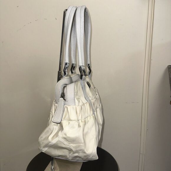Authentic Burberry Nova Check Cream Nylon Silver Leather Handbag ShoulderSatchel - Picture 7 of 16